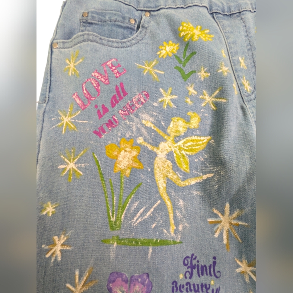 Fairycore Jeans OOAK Whimisical Shimmery Sparkle - Picture 9 of 12